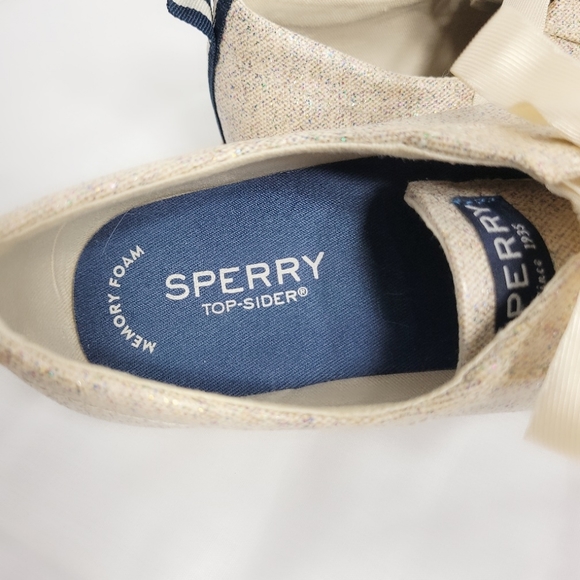 Sperry Crest Vibe Sparkle Satin Ribbon Sneakers Size 7 - Picture 6 of 8